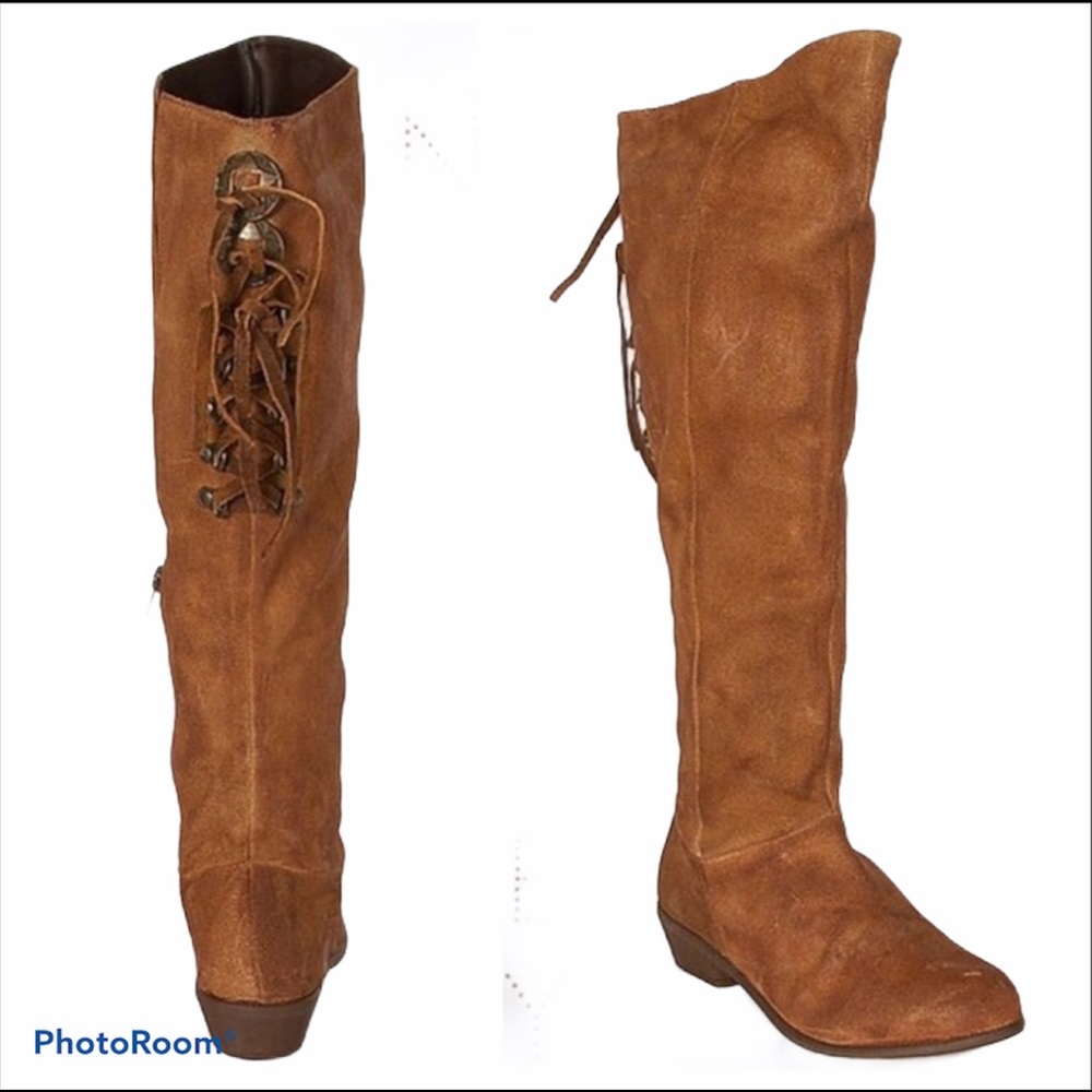 Naughty Monkey Real Leather Corset Lace Tall Boots